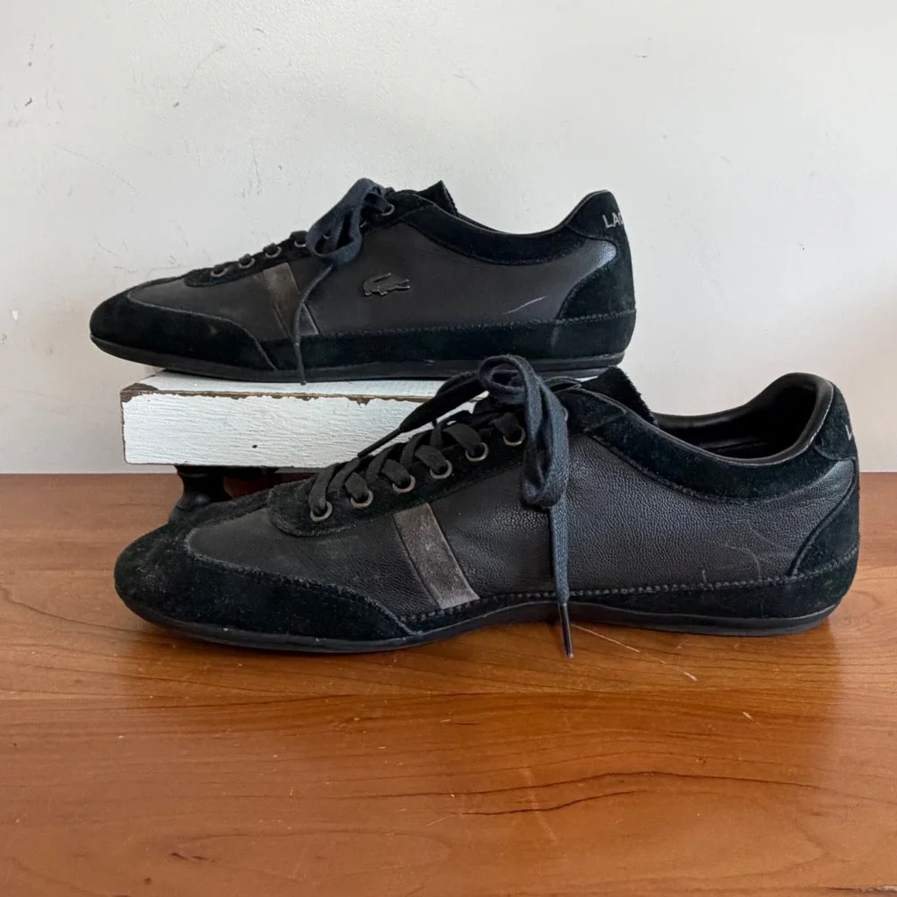 Lacoste Misano 22 SRM Mens Black Leather Suede Sneakers 8.5 7-26SRM3041024